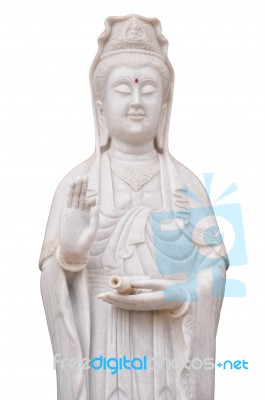 The Guanyin Buddha Statue On White Background Stock Photo