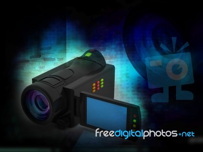 The Handy Cam In Digital Background Stock Image