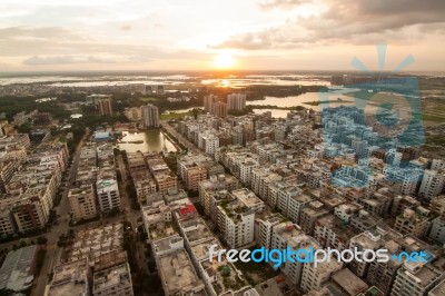 The Helicopter Shot From Dhaka, Bangladesh Stock Photo