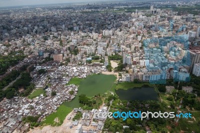 The Helicopter Shot From Dhaka, Bangladesh Stock Photo