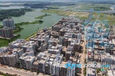 The Helicopter Shot From Dhaka, Bangladesh Stock Photo