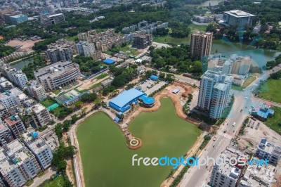 The Helicopter Shot From Dhaka, Bangladesh Stock Photo