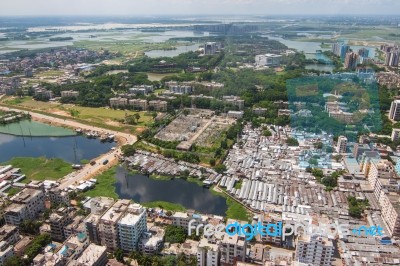 The Helicopter Shot From Dhaka, Bangladesh Stock Photo