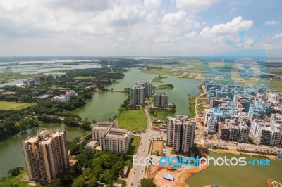 The Helicopter Shot From Dhaka, Bangladesh Stock Photo