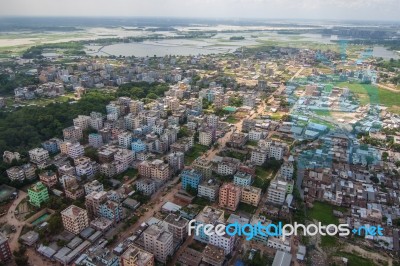 The Helicopter Shot From Dhaka, Bangladesh Stock Photo