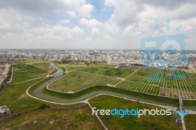 The Helicopter Shot From Dhaka, Bangladesh Stock Photo