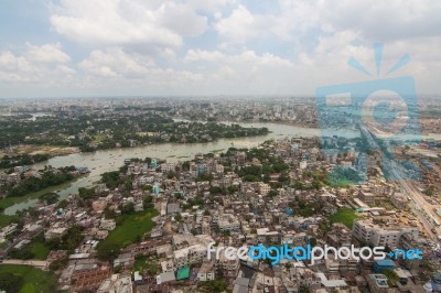 The Helicopter Shot From Dhaka, Bangladesh Stock Photo