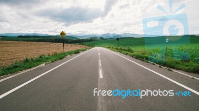 The Hokaido Biei Road Stock Photo