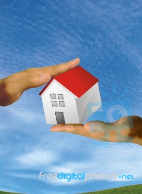 The House Between The Fingers Stock Photo