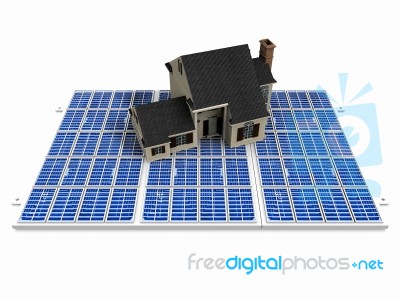 The House On Solar Cell Stock Image