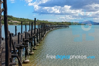 The Jetty At Hotel Cala Di Volpe Sardinia Stock Photo