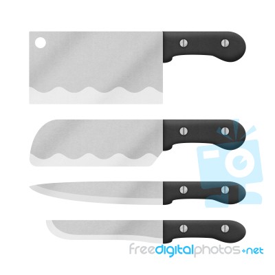 The Knife Set For Cooking In Kitchen Is Cute Cartoon Stock Image