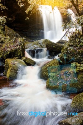 The Landscape Photo Beautiful Waterfall In Autumn Forest Thailan… Stock Photo