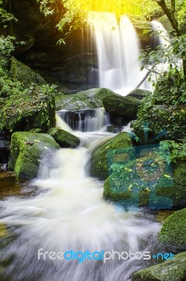 The Landscape Photo Beautiful Waterfall In Rain Forest Thailand Stock Photo