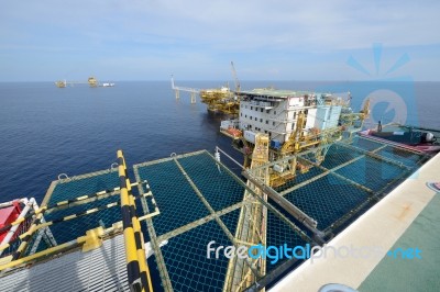 The Large Offshore Oil Rig Stock Photo