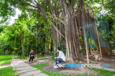 The Lover In Nyanaves Temple Stock Photo