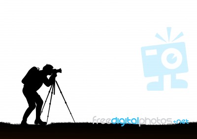 The Man Work With The Camera On White Background Stock Image