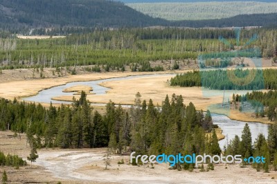 The Meandering Firehole River Stock Photo