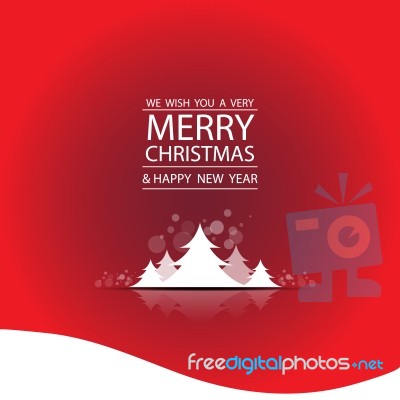 The Merry Christmas With Snow And Tree On Red Background Stock Image