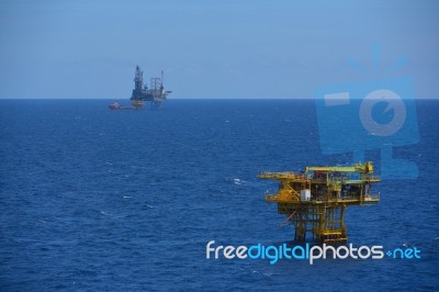 The Offshore Oil Rig And Remote Platform Stock Photo