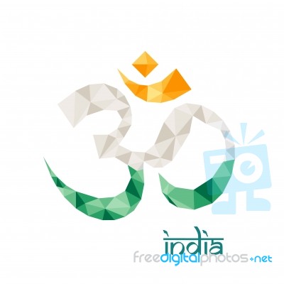 The Om - Symbol Of Hinduism  Icon And Polygon Style Stock Image