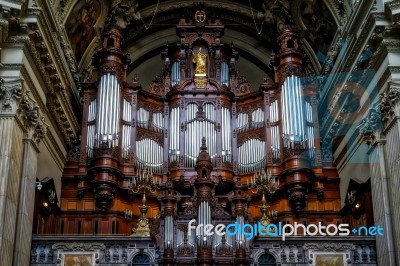 The Organ In Berlin Cathedral Stock Photo