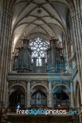 The Organ In St Vitus Cathedral In Prague Stock Photo