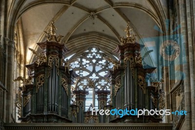 The Organ In St Vitus Cathedral In Prague Stock Photo