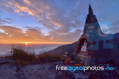 The Pagoda On The Mountain At The Sun Set Time In Chiang Mai Stock Photo