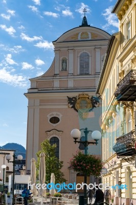 The Parish Church Of St. Nicholas In Bad Ischl Stock Photo