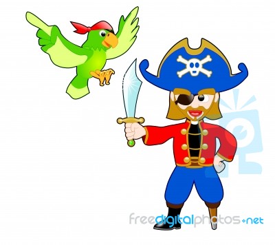 The Pirate And His Parrot Stock Image