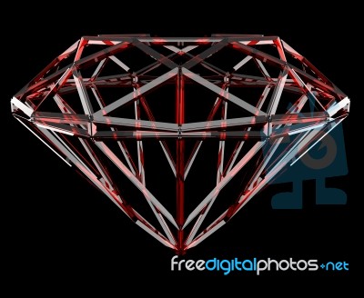 The Red Geometrical Shape Of The Diamond Lattice, Clipping Path Stock Image