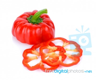 The Red Paprika Isolated On White Background Stock Photo