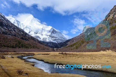 The River At Snow Mountain Stock Photo