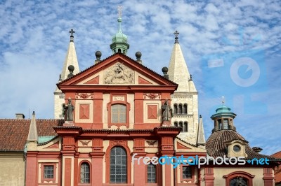 The Saint George's Basilica In The Castle Area Of Prague Stock Photo