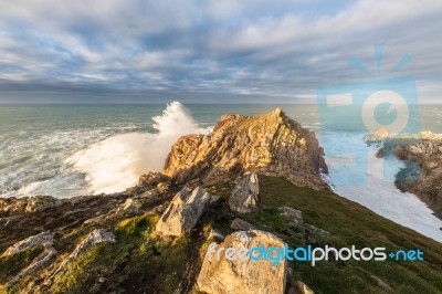 The Sea Crashes Hard On The Coasts Of Galicia, Stock Photo