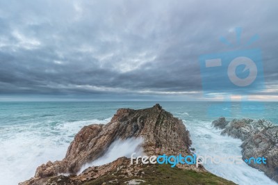 The Sea Crashes Hard On The Coasts Of Galicia, Stock Photo