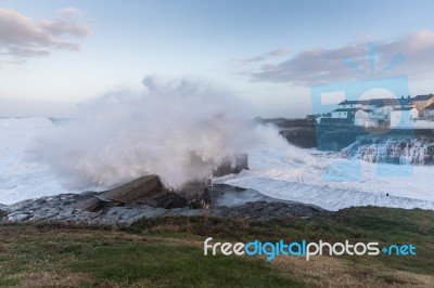 The Sea Crashes Hard On The Coasts Of Galicia, Stock Photo