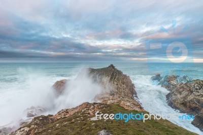 The Sea Crashes Hard On The Coasts Of Galicia, Stock Photo