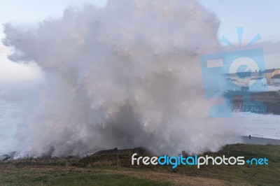 The Sea Crashes Hard On The Coasts Of Galicia, Stock Photo