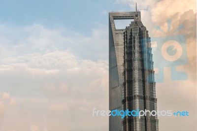 The Shanghai World Financial Center And Jin Mao Tower Adjacent T… Stock Photo