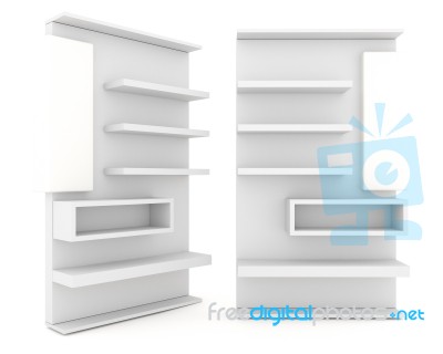 The Shelves Are Designed. White Label For Promotion, Stock Image