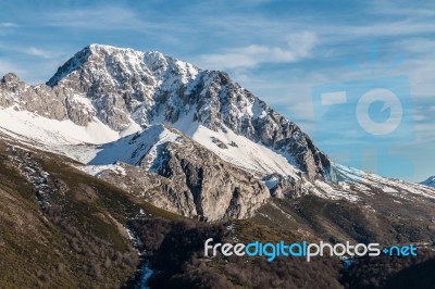 The Snowy Mountains In Winter Stock Photo