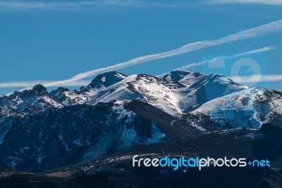 The Snowy Mountains In Winter Stock Photo