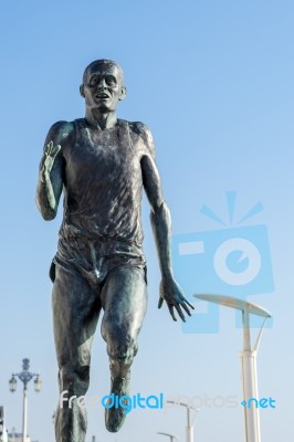 The Statue Of Olympic Gold Medallist Steve Ovett In Brighton Stock Photo