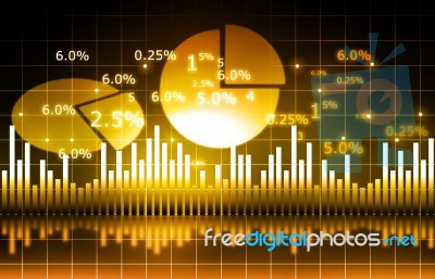 The Stock Market Graph With  Pie Chart And World Stock Image