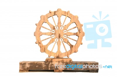 The Stone Wheel Of Law On Wood Stock Photo