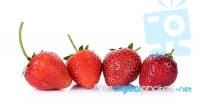 The Strawberries Isolated On A White Background Stock Photo