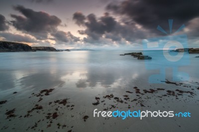 The Sunsets In The Sea Of The Coasts And Beaches Of Galicia And Asturias  Stock Photo