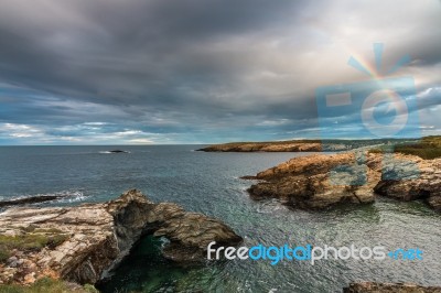 The Sunsets In The Sea Of The Coasts And Beaches Of Galicia And Asturias  Stock Photo